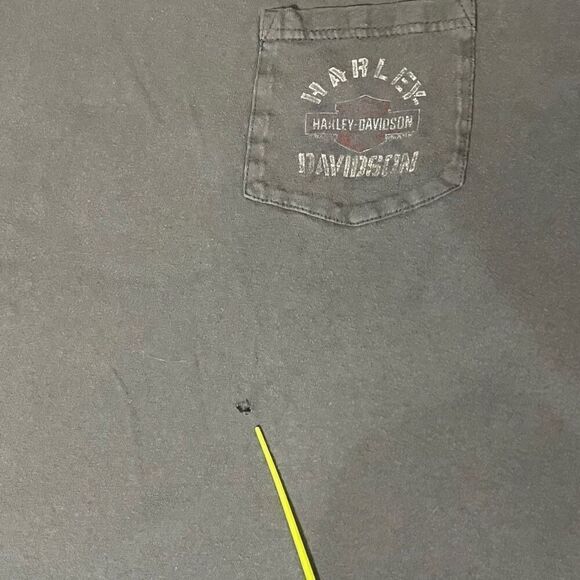 Harley Davidson Mens Size XL Pullover Crewneck T Shirt Green Pocket Short Sleeve - Picture 5 of 8